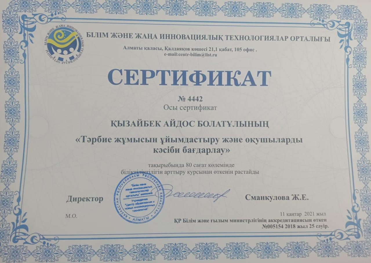 Қызайбек Айдос.  Жетістіктері