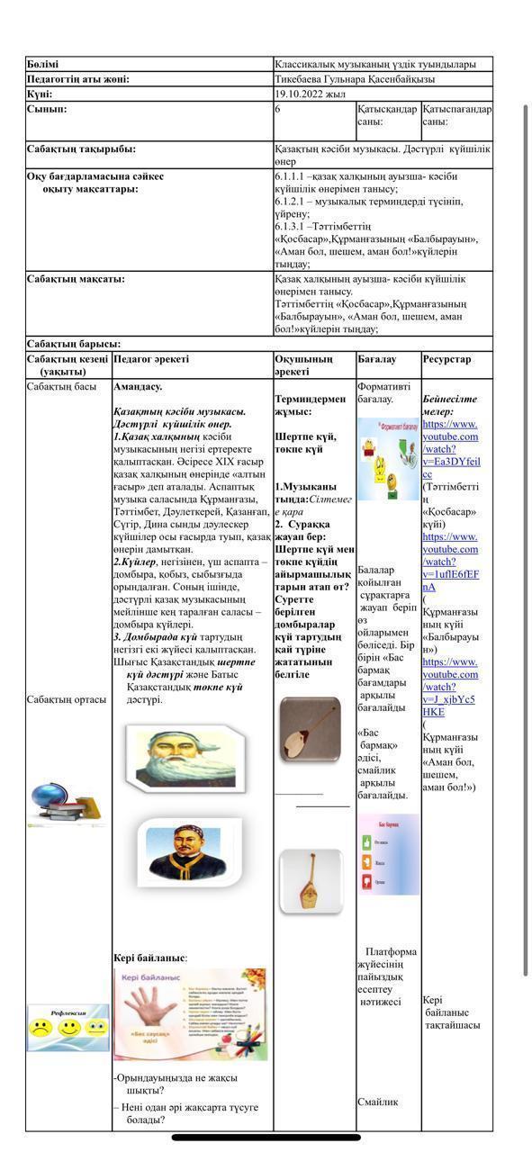 Дәстүрлі күйшілік өнер. Төкпе күй.  Тикебаева Гульнара